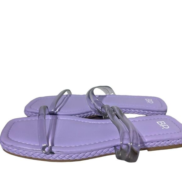 BP Slide Flat Sandals 8.5 Minimalist Trendy Vacation Clear Straps Purple Viola - Picture 3 of 7